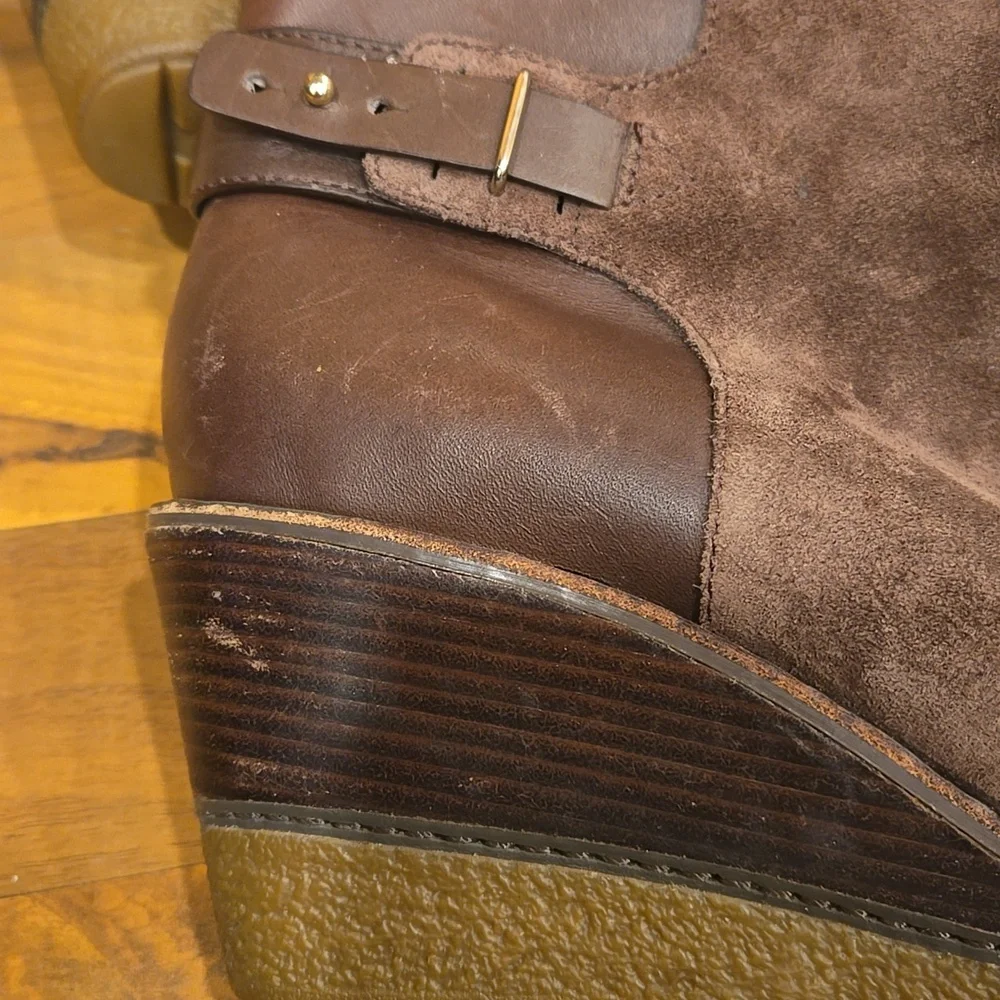 Cole Haan/Nike Air Brown Suede Wedge Ankle Boots